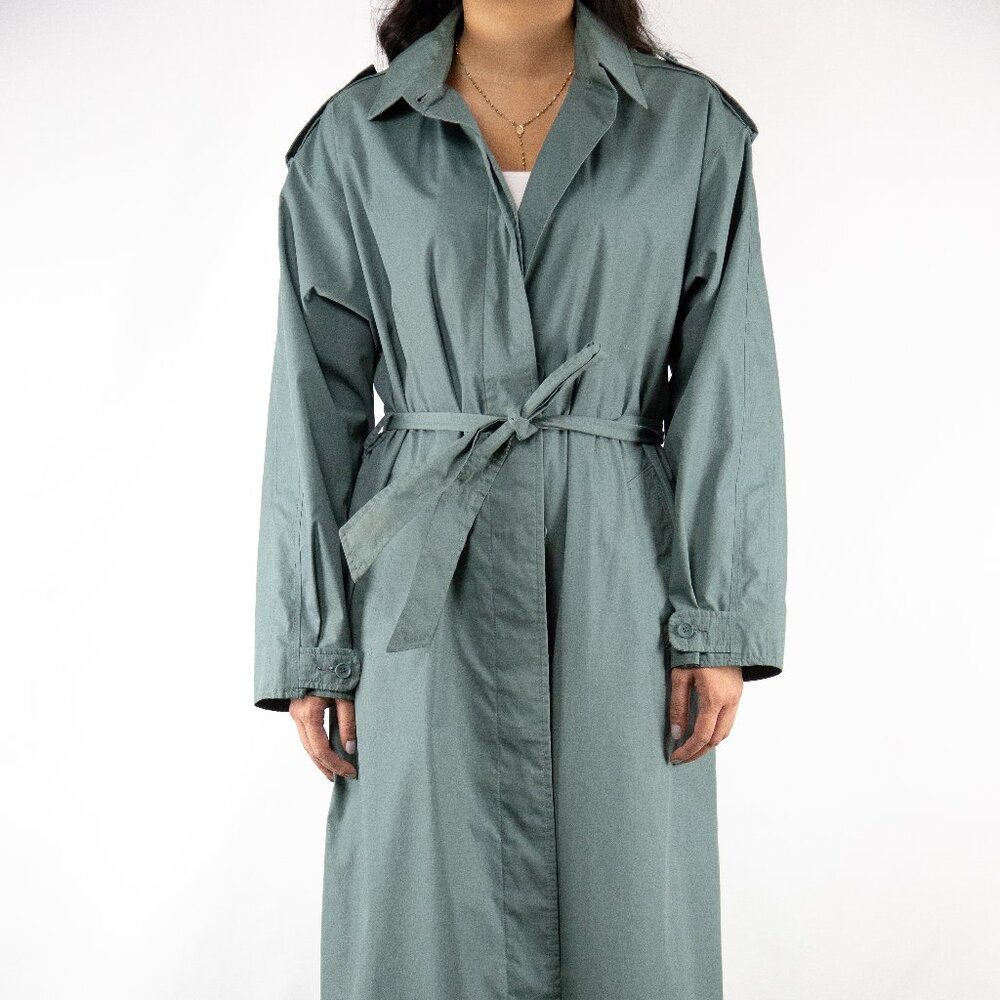 Croydon Teal Trench Coat, Size Small